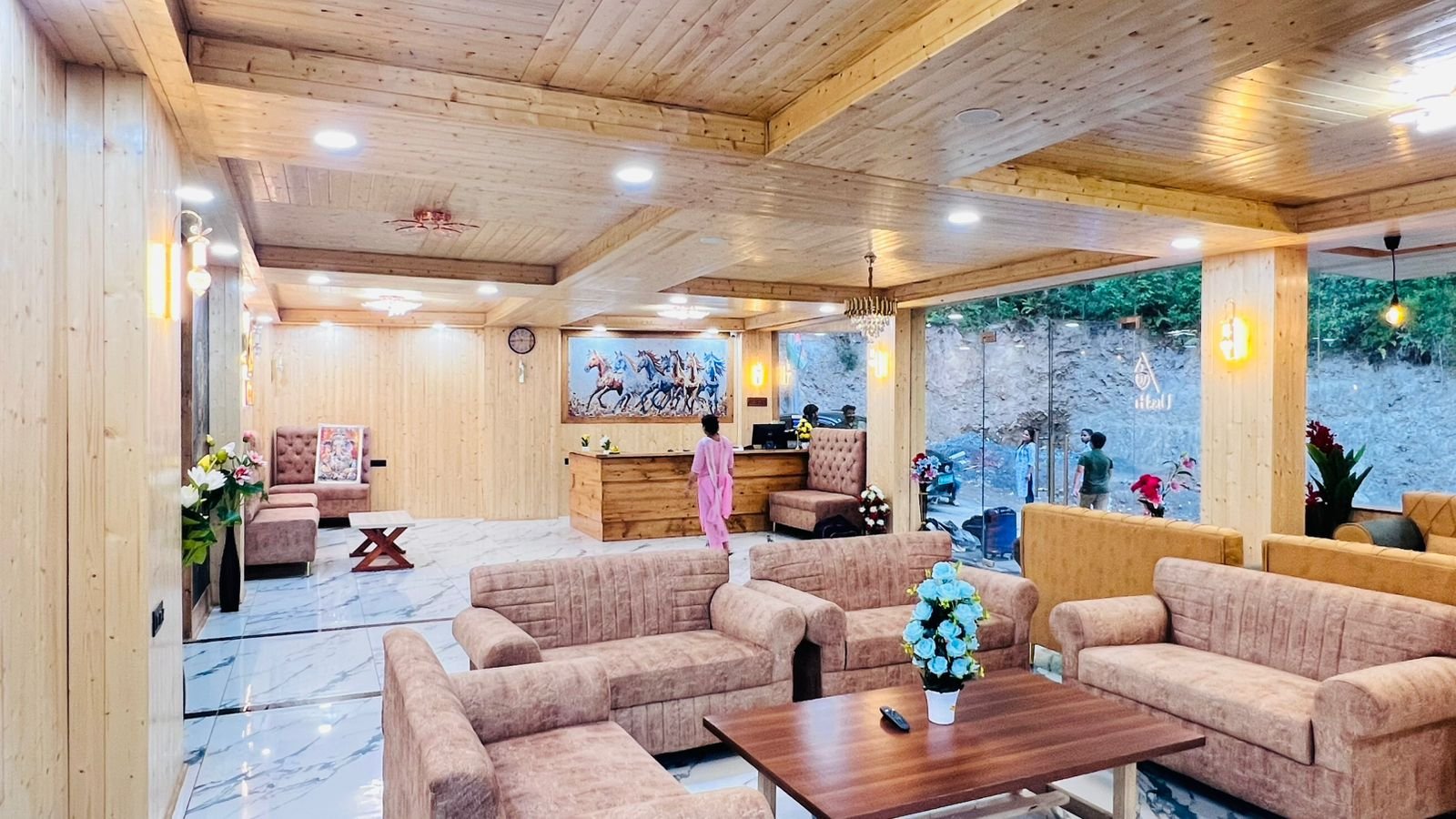 The lounge set for a gathering